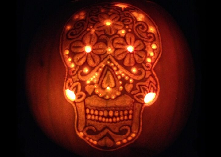 Sugar skull pumpkin